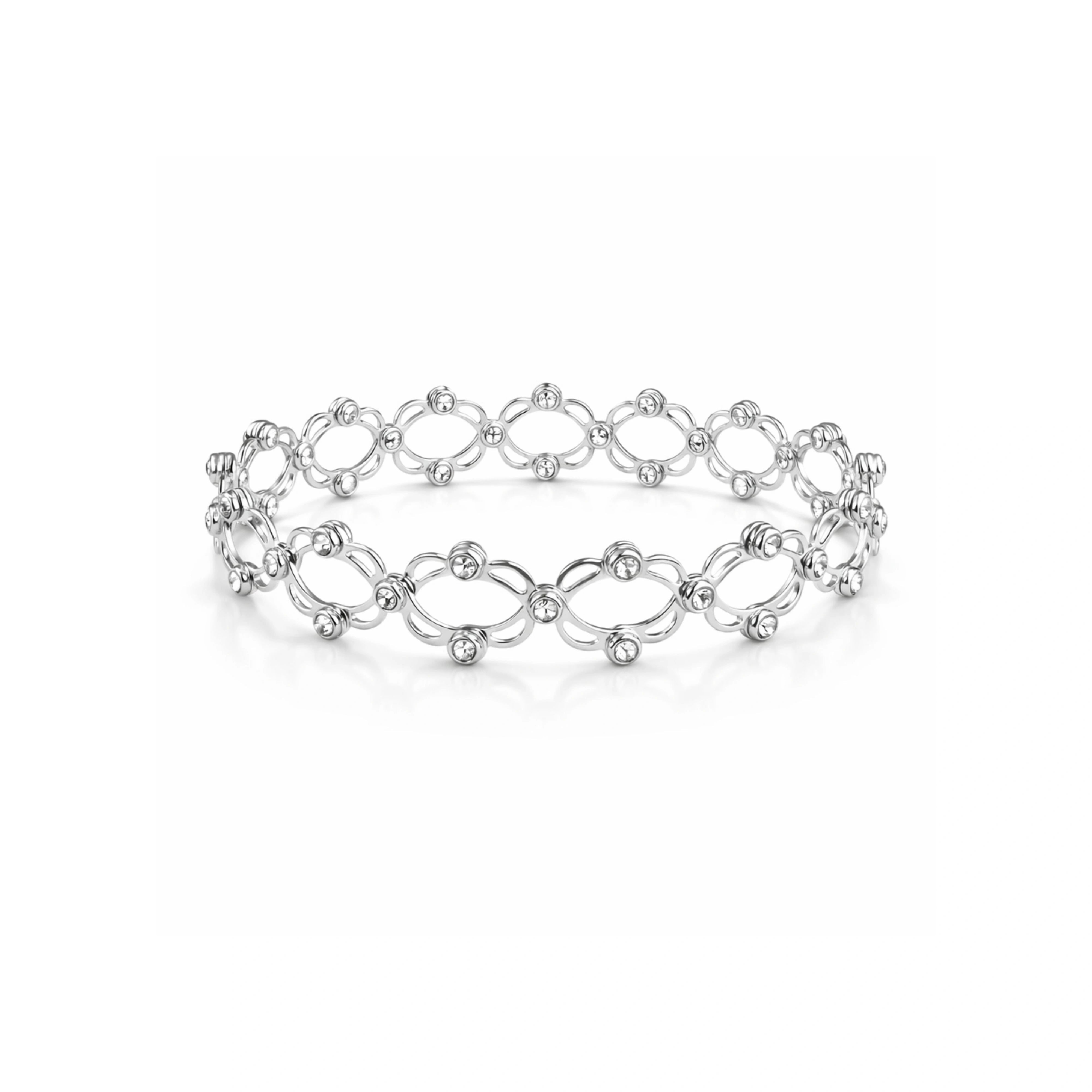 925 Silver Adjustable Crystal Lattice Cuff Bracelet