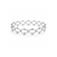 925 Silver Adjustable Crystal Lattice Cuff Bracelet
