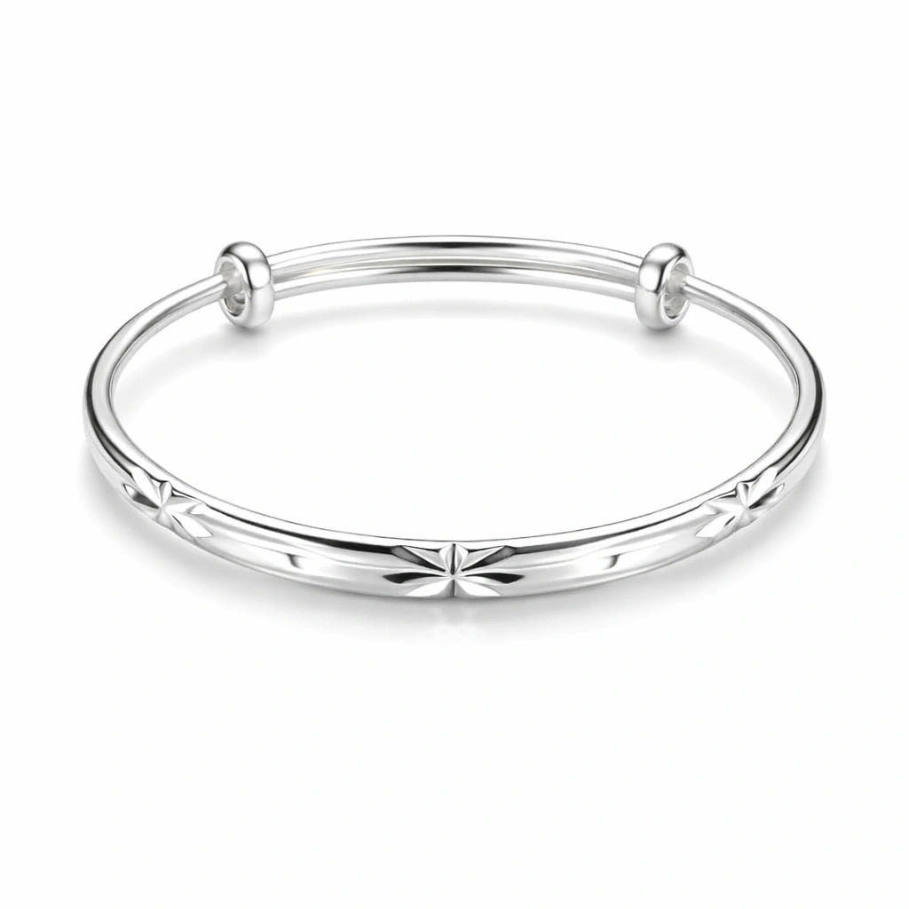 925 Sterling Silver Kids Floral Engraved Kadali Bracelet