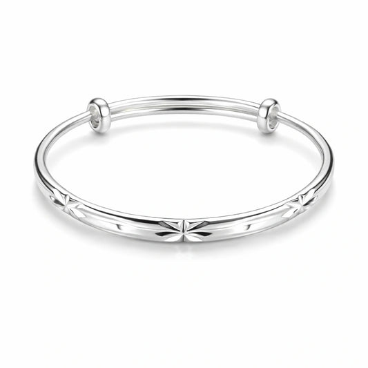 925 Sterling Silver Kids Floral Engraved Kadali Bracelet