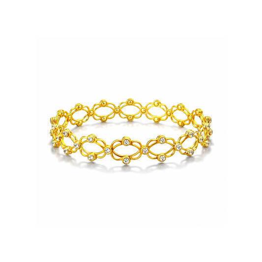 Adjustable Gold Crystal Wide Cuff Bracelet