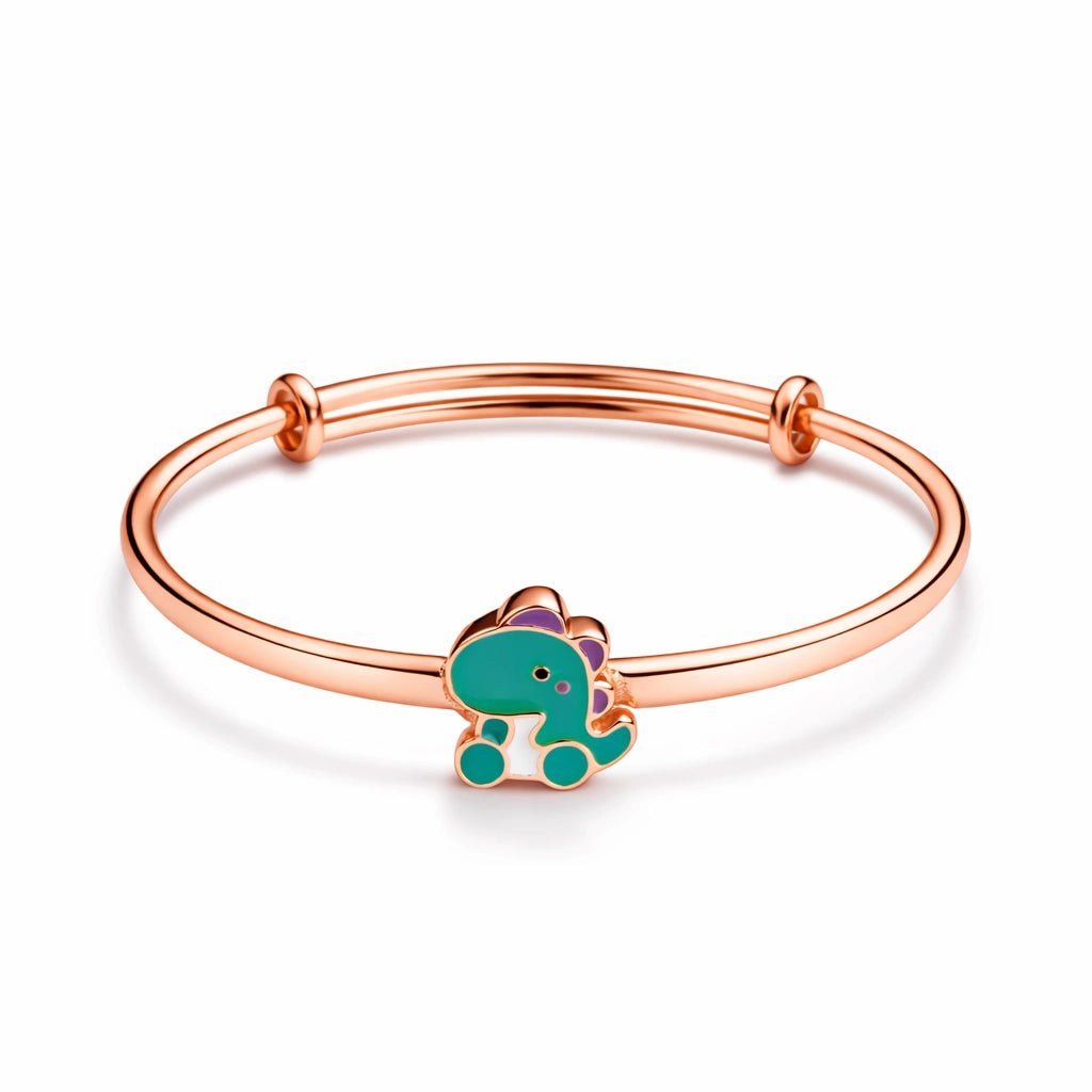 925 Sterling Silver Rose Gold Kids Dinosaur Kadali Bracelet