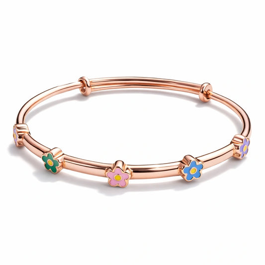 925 Sterling Silver Rose Gold Kids Flower Kadali Bracelet