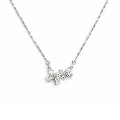 925 Sterling Silver Double Butterfly Necklace with Cubic Zirconia