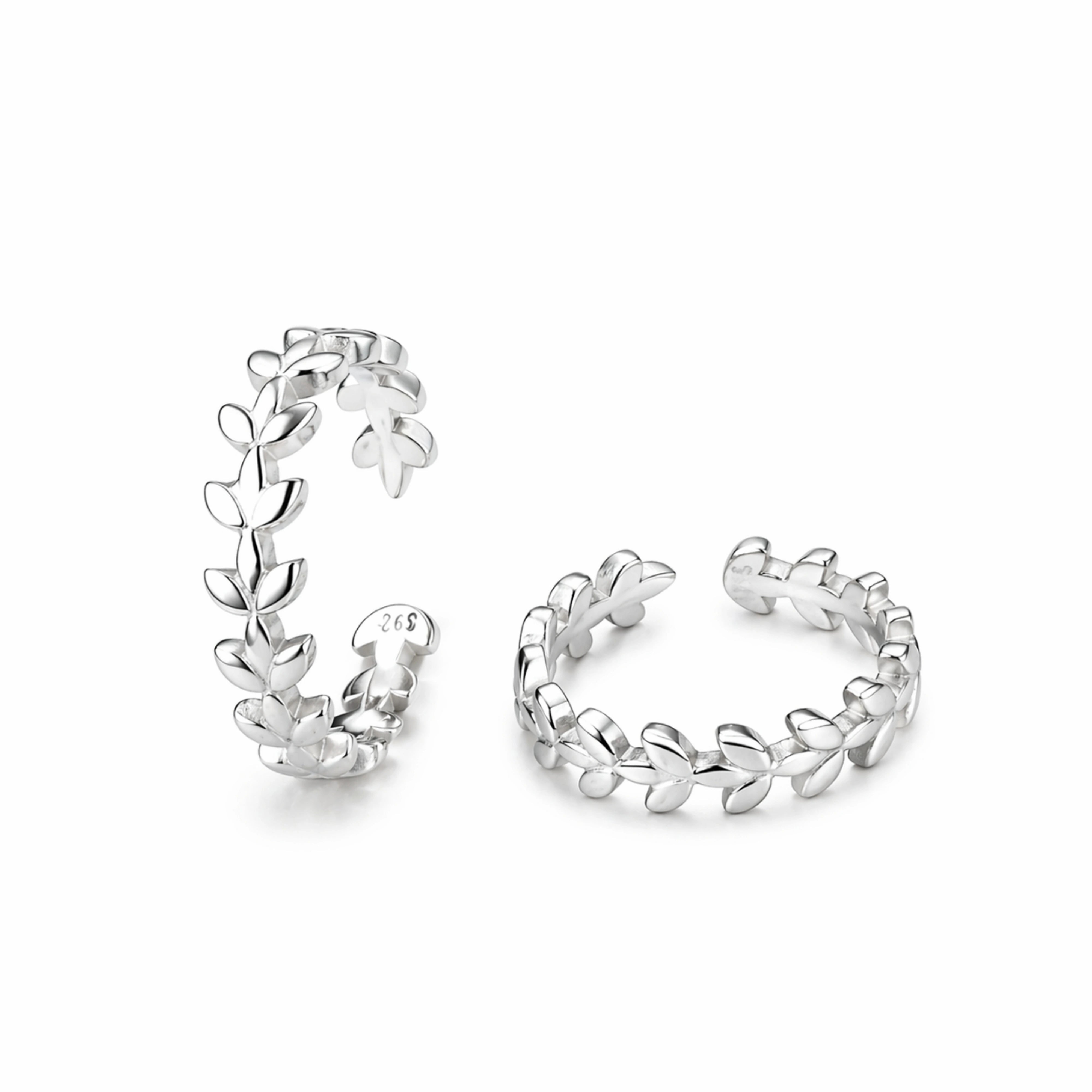 925 Sterling Silver Olive Leaf Adjustable Ring
