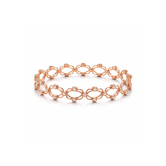 Adjustable Rose Gold Crystal Oval Link Bracelet