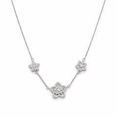 925 Sterling Silver Floral CZ Necklace for Women – Elegant Flower Design Pendant