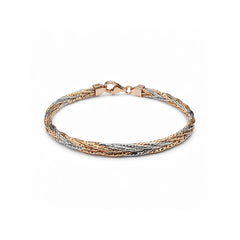 925 Silver Tri Tone Braided Bracelet for Women with Lobster Clasp