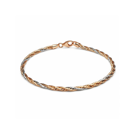 Elegant Tri Tone Twisted Chain Bracelet with Lobster Clasp