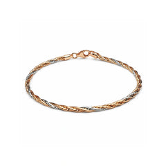 925 Silver Elegant Tri Tone Twisted Chain Bracelet with Lobster Clasp
