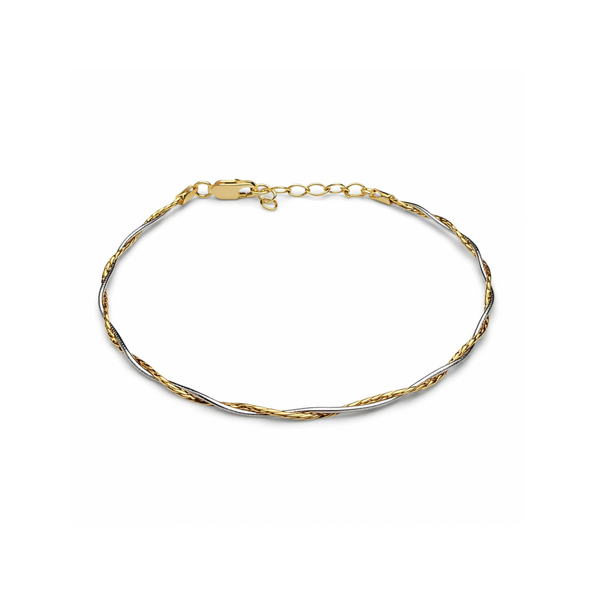 925 Silver Dual Tone Gold and Silver Twisted Chain Bracelet for Women