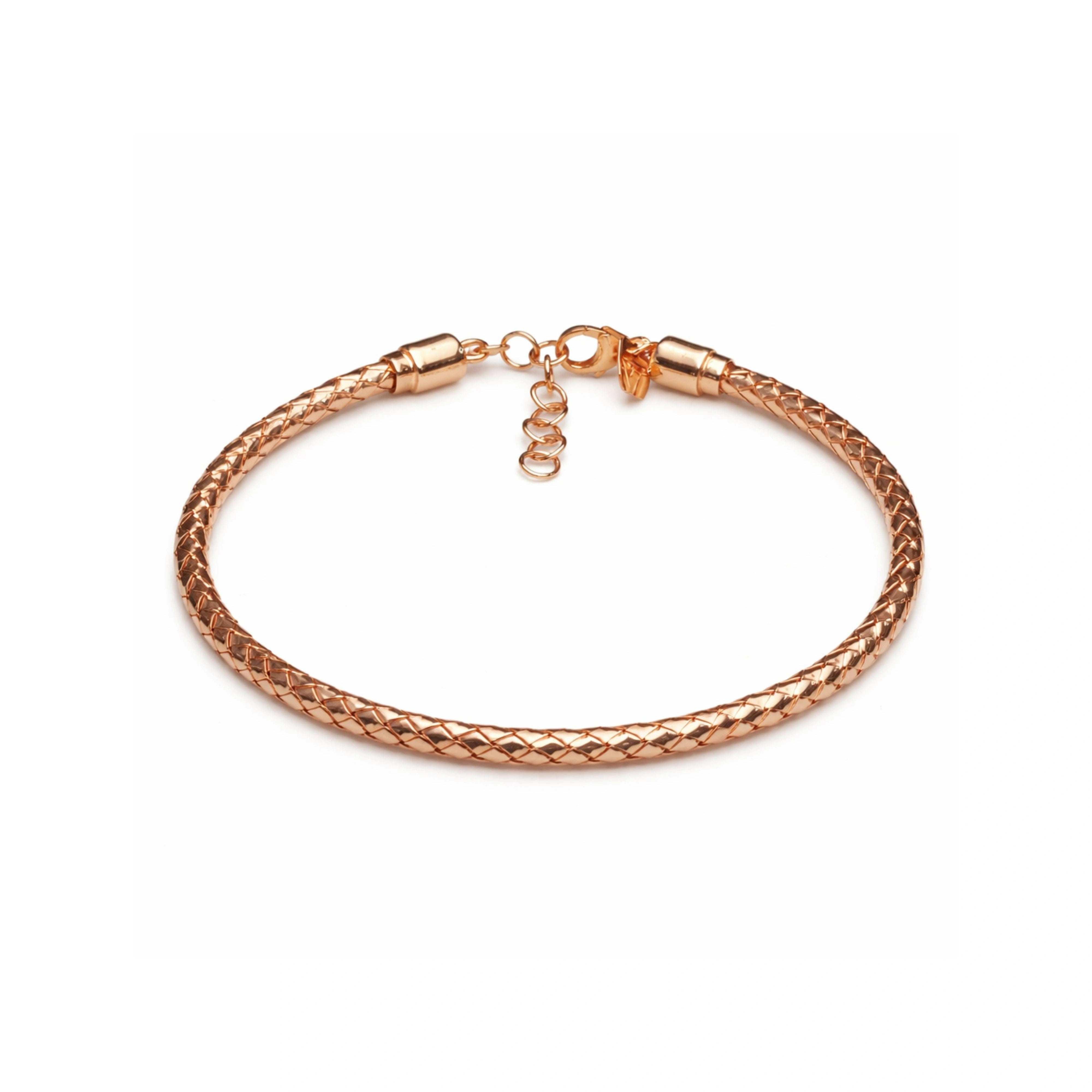 925 Silver Rose Gold Plated Mesh Bracelet for Women with Lobster Clasp