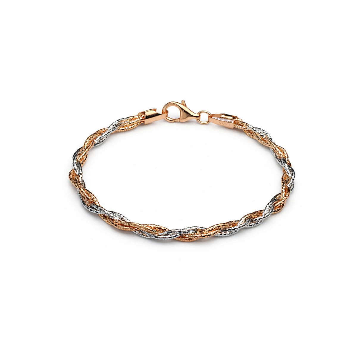925 Silver Dual Tone Twisted Bracelet for Women – Gold & Silver Plated