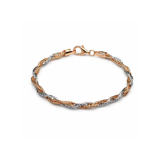 Dual Tone Twisted Bracelet for Women – Gold & Silver Plated