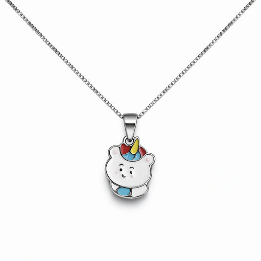 925 Sterling Silver Cute Bear Pendant Necklace with Enamel