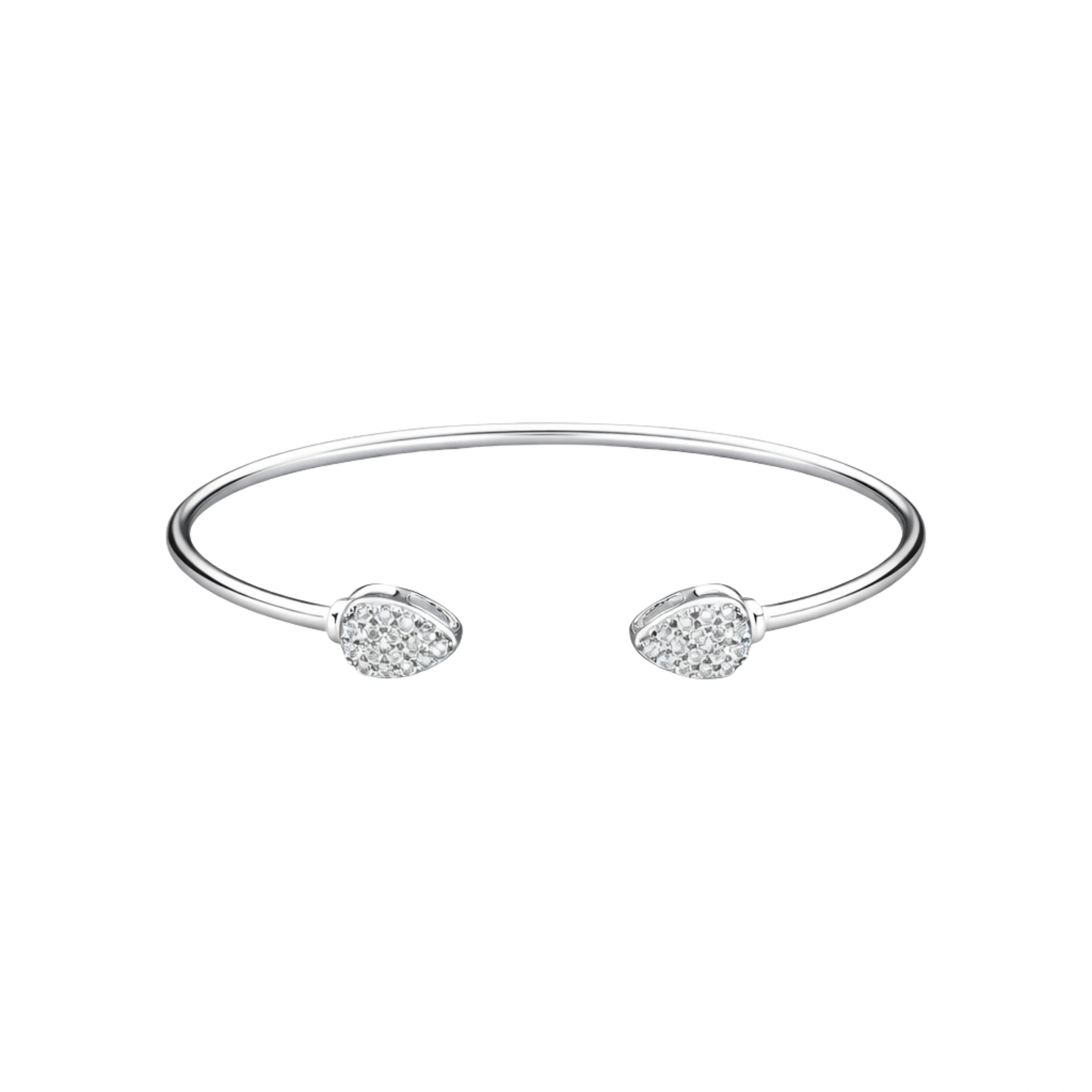 925 Sterling Silver Open Kada with Teardrop CZ