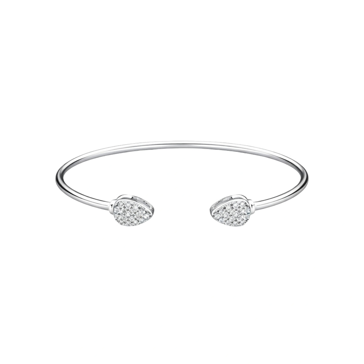 925 Sterling Silver Open Kada with Teardrop CZ
