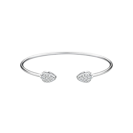 925 Sterling Silver Open Kada with Teardrop CZ