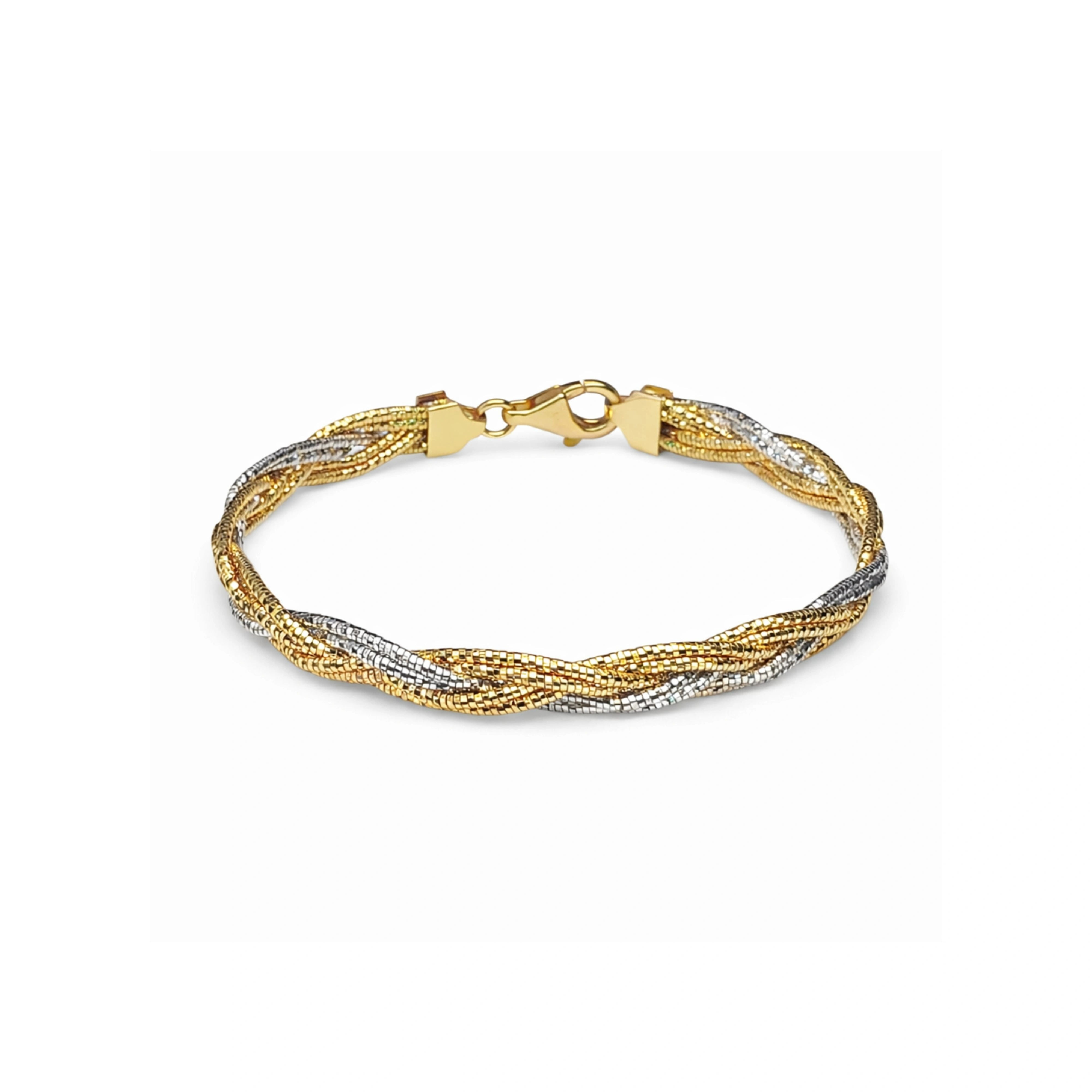 925 Silver Dual Tone Twisted Chain Bracelet