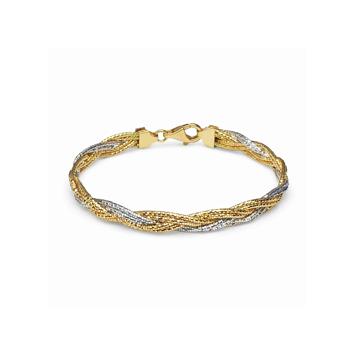 925 Silver Dual Tone Twisted Chain Bracelet