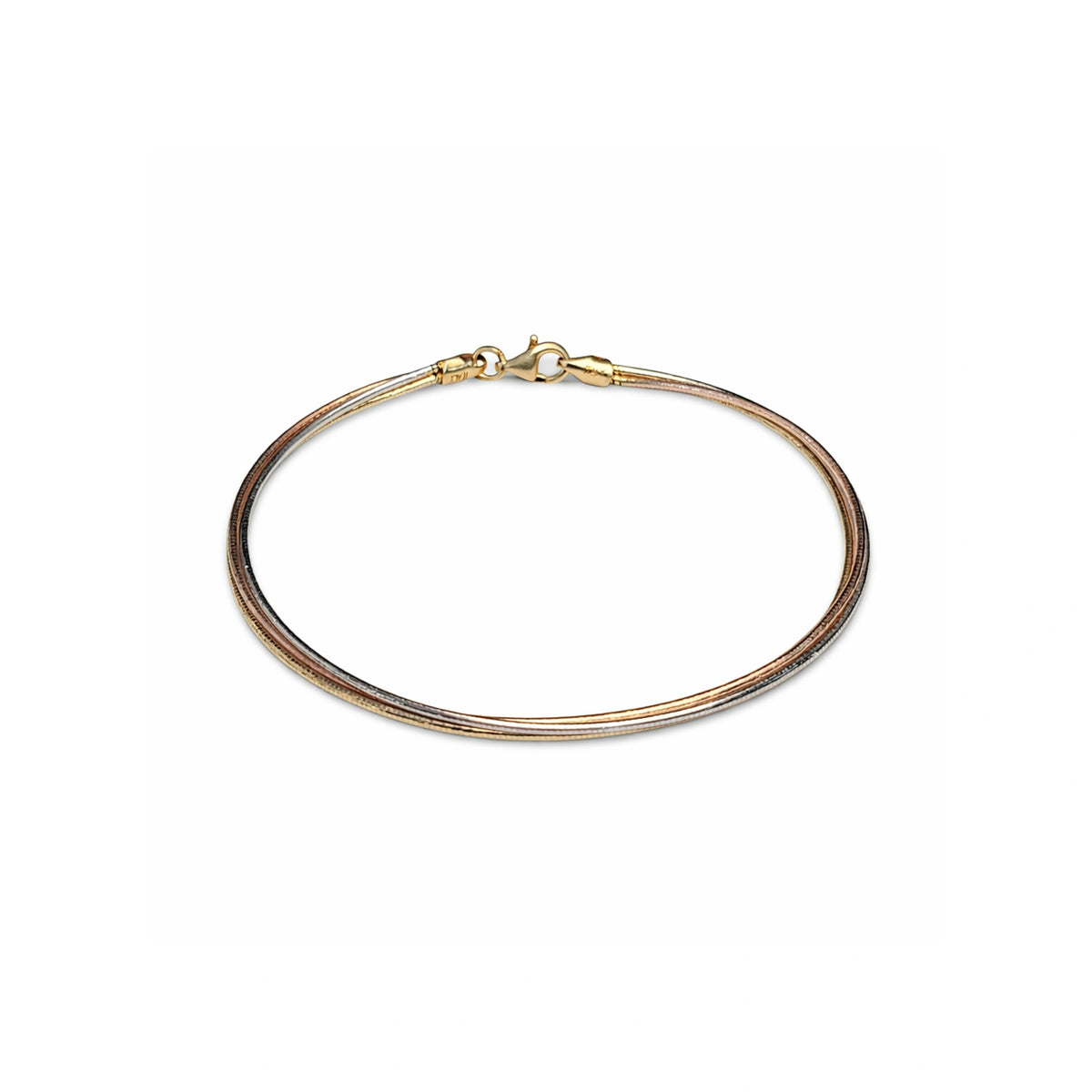 925 Silver Triple Tone Sleek Snake Chain Bracelet for Women