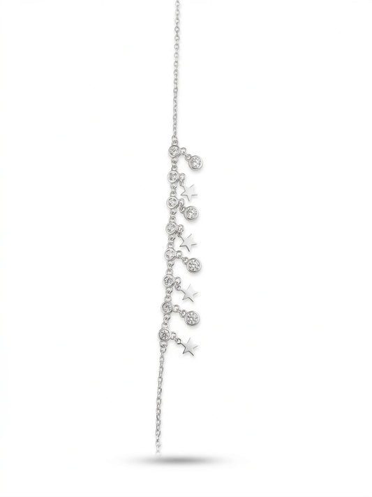 925 Sterling Silver Star Charm Crystal Bracelet for Women