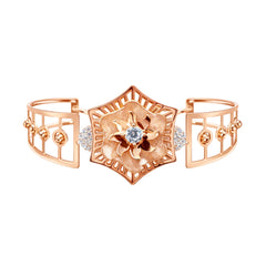 925 Silver Rose Gold Plated 925 Sterling Silver Floral Kada with CZ