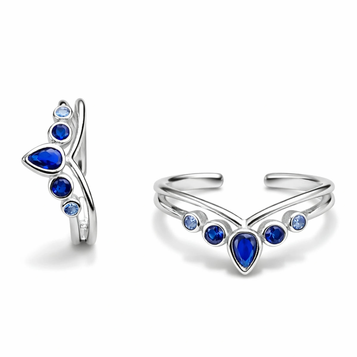 925 Sterling Silver Sapphire Blue Adjustable Toe Ring
