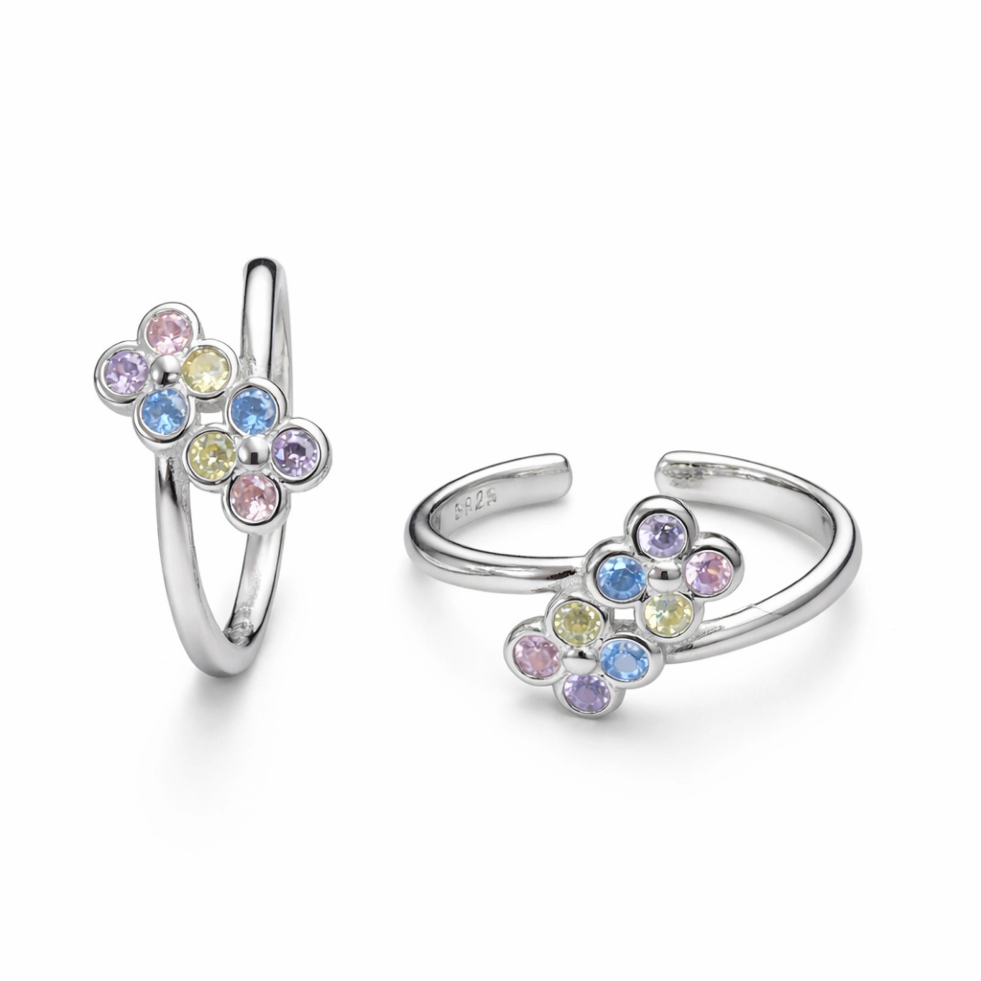 925 Sterling Silver Pastel Floral Adjustable Toe Ring