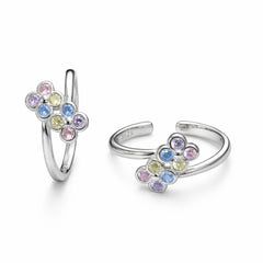 925 Sterling Silver Pastel Floral Adjustable Toe Ring