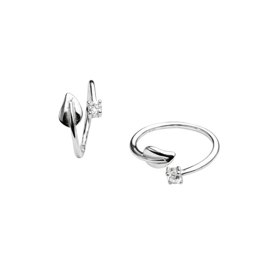 925 Sterling Silver Leaf CZ Toe Ring