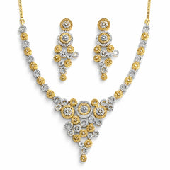 Gold Tone Necklace Set with Earrings for Women | American Diamond Artificial Jewellery Party Wear
