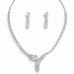 Elegant White Crystal AD Necklace Set with Earrings | Artificial Bridal & Wedding Jewellery