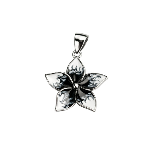 Elegant 925 Silver Flower Pendant with Enamel Finish