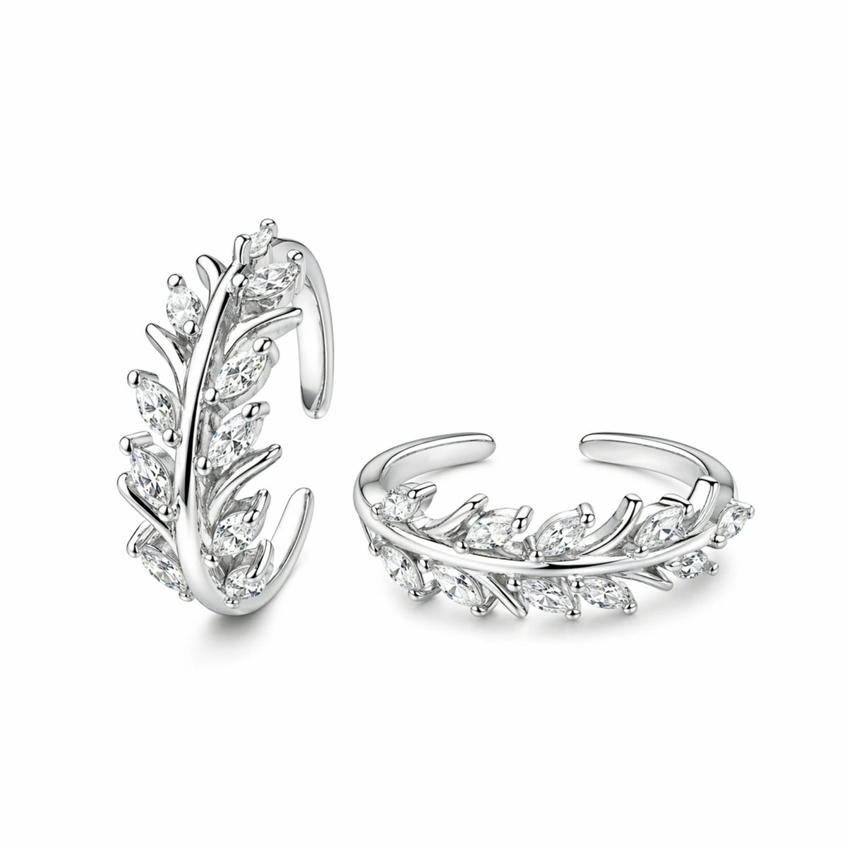 925 Sterling Silver Luxury Leaf Adjustable Ring