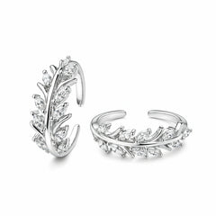 925 Sterling Silver Luxury Leaf Adjustable Ring