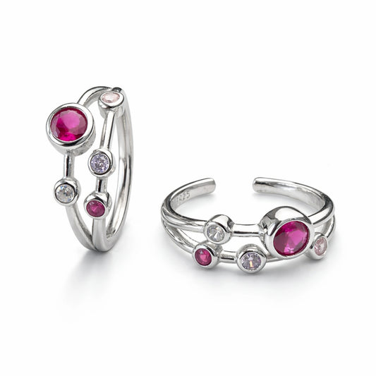 925 Sterling Silver Ruby Pink Adjustable Toe Ring