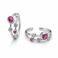925 Sterling Silver Ruby Pink Adjustable Toe Ring