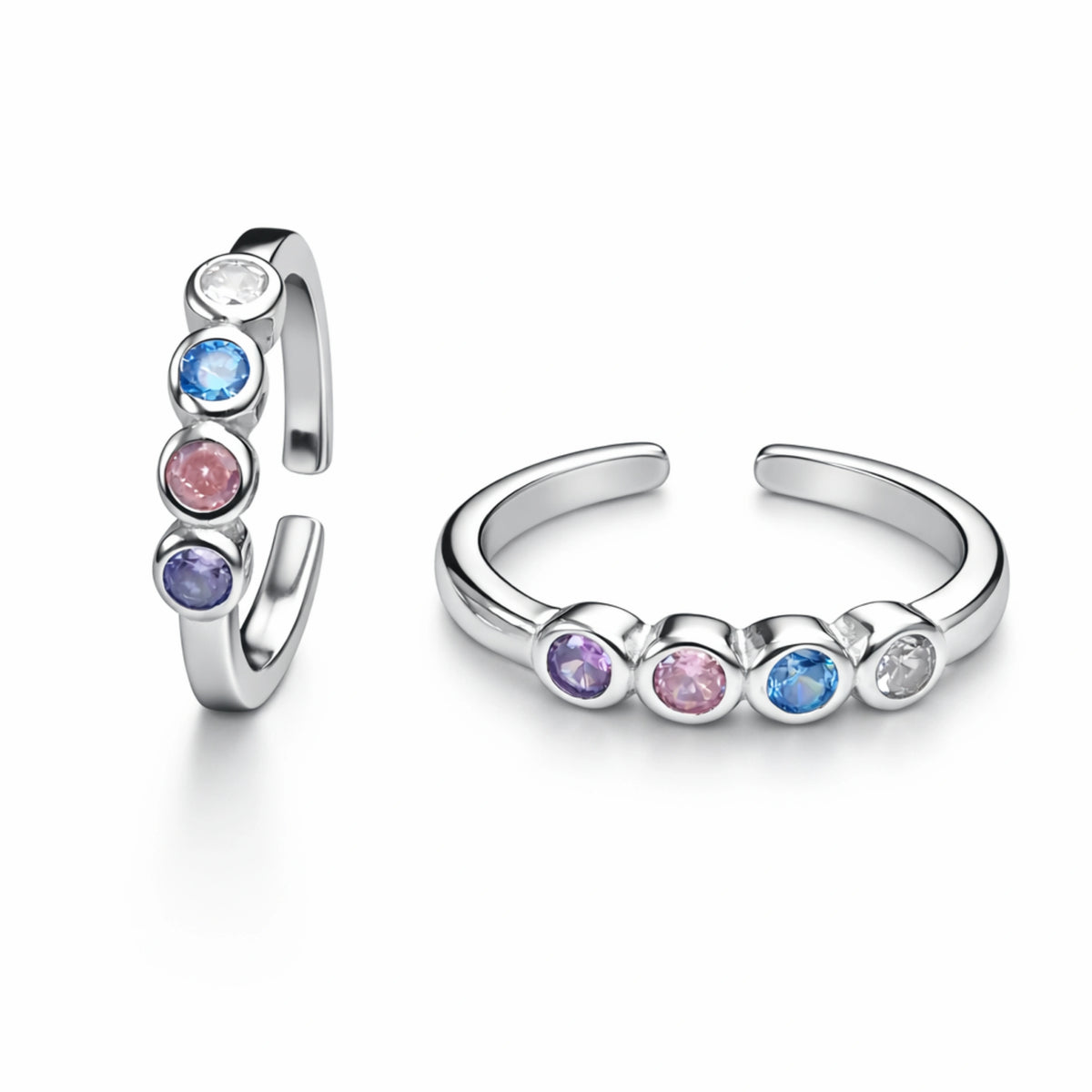 925 Sterling Silver close setting  Adjustable Toe Ring