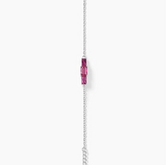 925 Sterling Silver Pink Baguette Stone Bracelet for Women