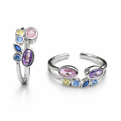 925  Silver close setting multicolor Adjustable Toe Ring