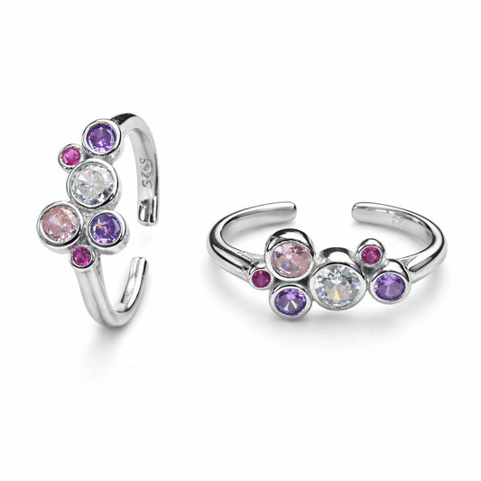 925  Silver close setting multicolor Adjustable Toe Ring