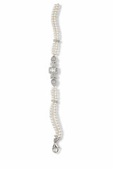925 Sterling Silver Pearl Bracelet with CZ Crystal Charm