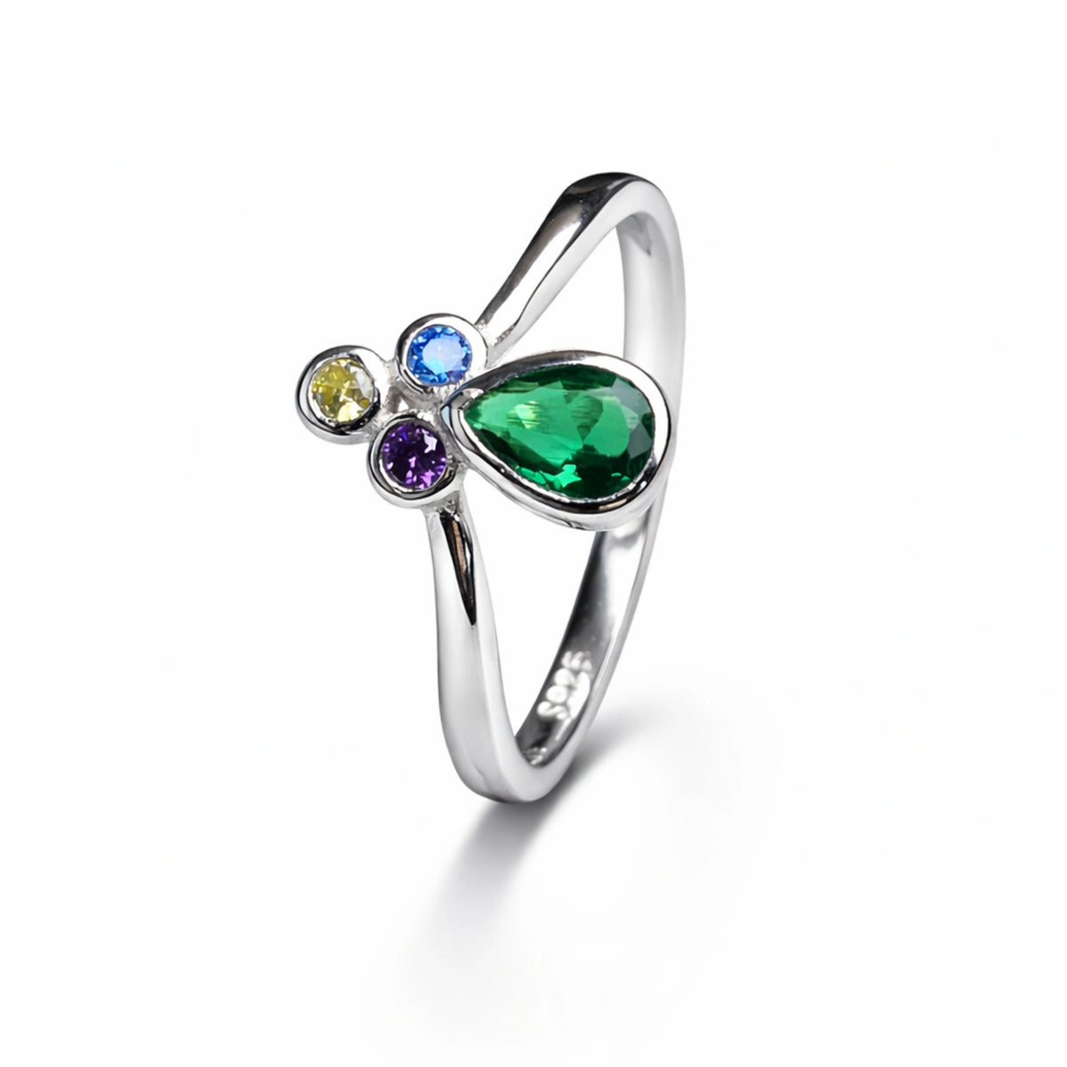 925  Silver close setting multicolor Adjustable Ring