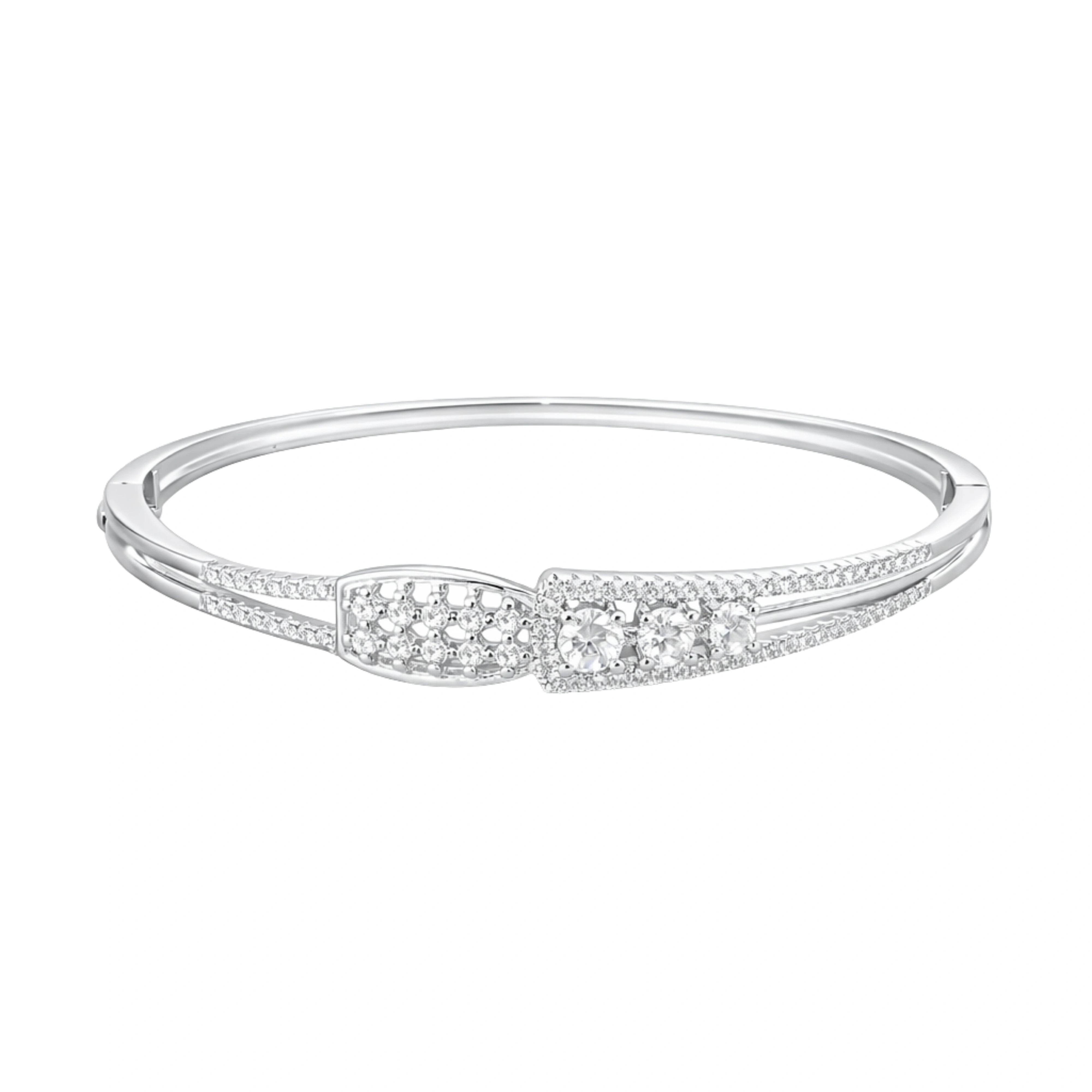 925 Sterling Silver CZ Studded Kada for Women