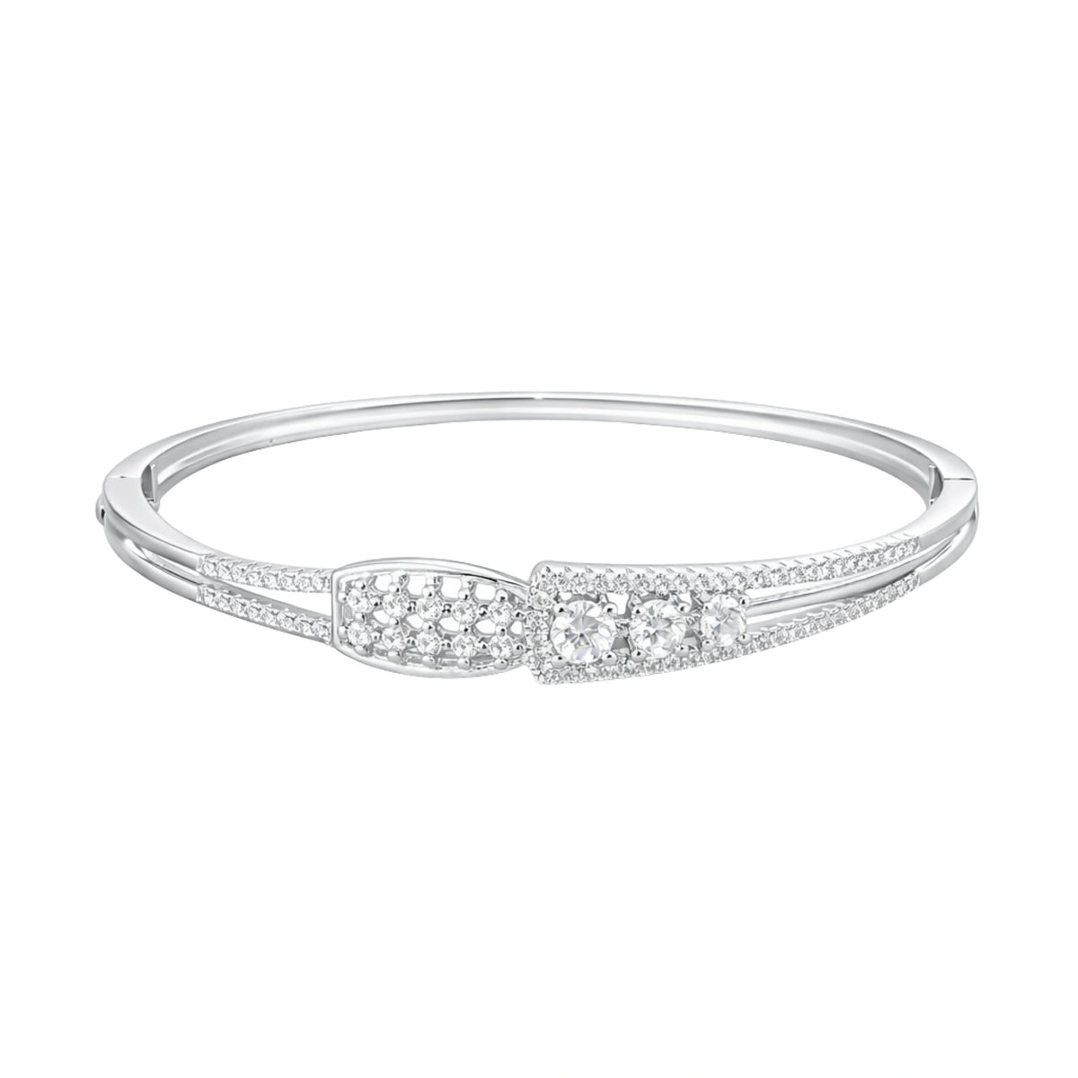 925 Sterling Silver CZ Studded Kada for Women