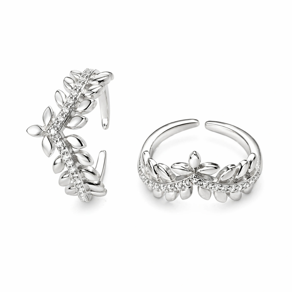 925 Sterling Silver Floral Vine Adjustable Ring