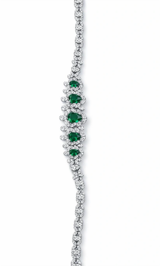 925 Sterling Silver Green Emerald CZ Tennis Bracelet for Women