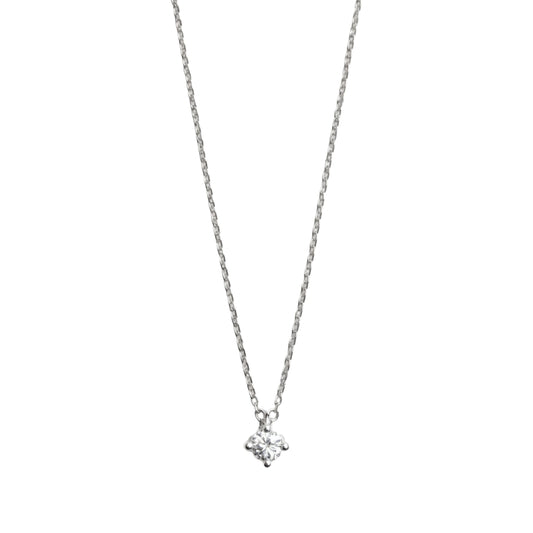 925 Sterling Silver Solitaire CZ Pendant Necklace