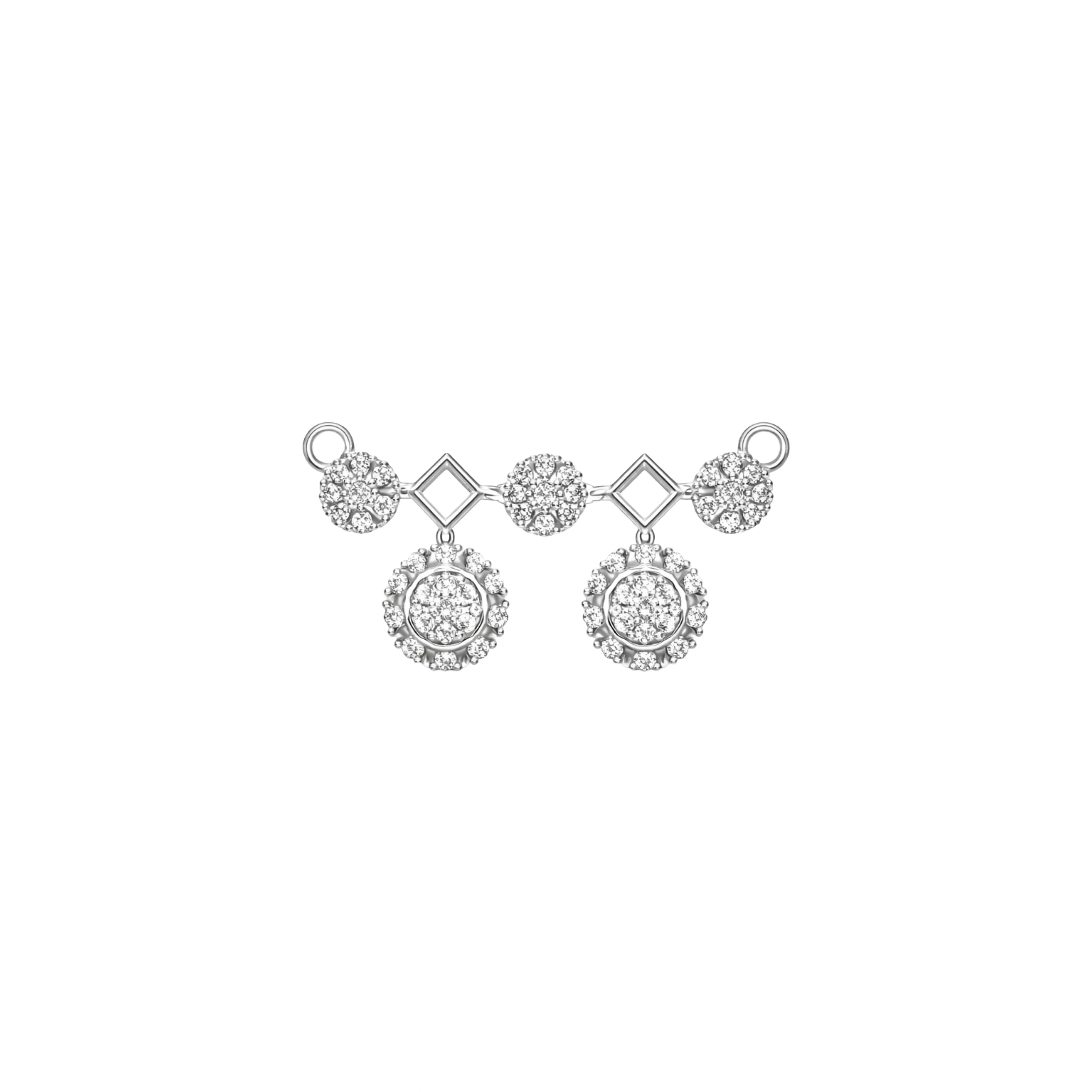 925 Sterling Silver CZ Mangalsutra Pendant – Round Cluster & Diamond Shape Link Drop Design